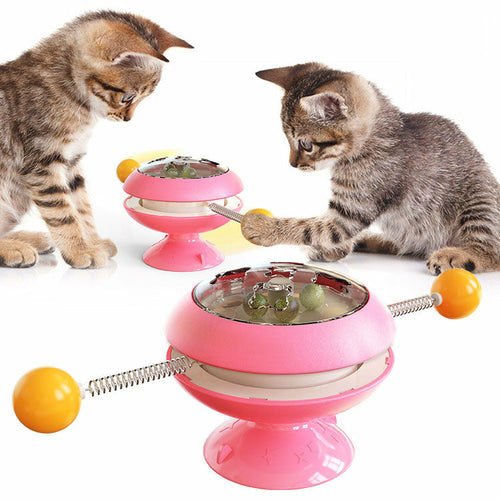 Turntable Cat Toy Teasing Cat Stick Cat Fighting Catnip Ball Pet Suppl