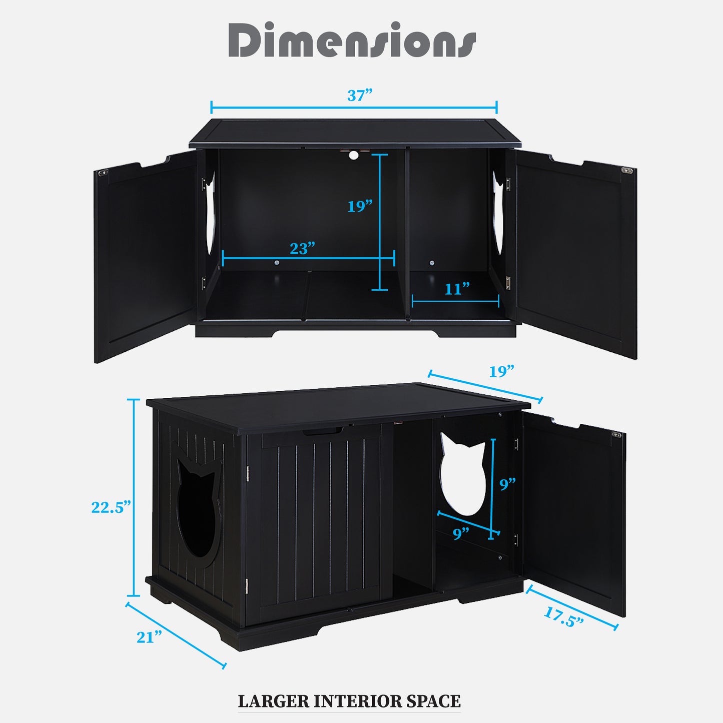 Dual Large Litter Box Enclosure Cat Washroom Bench Box!