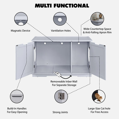 X-Large Cat Washroom Bench Litter Box Enclosure Furniture Box House