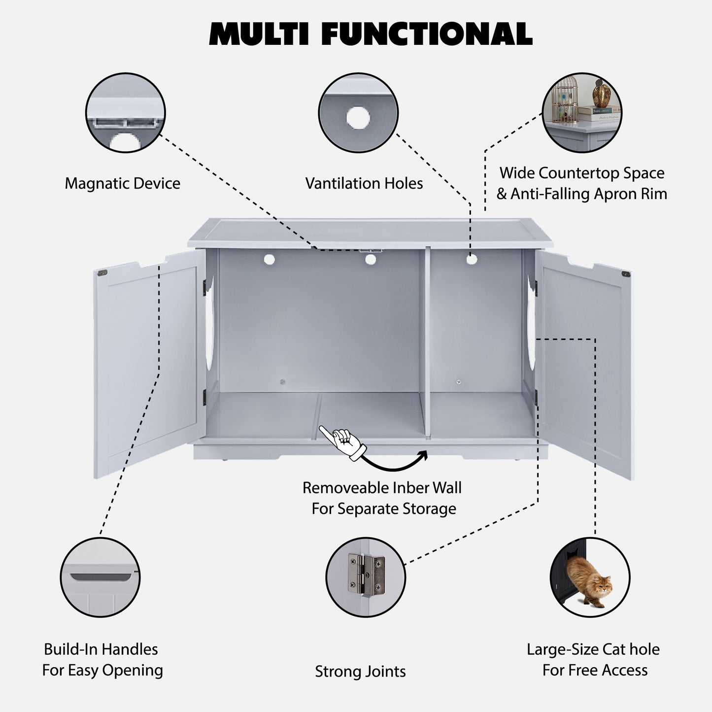 Dual Large Litter Box Enclosure Cat Washroom Bench Box!